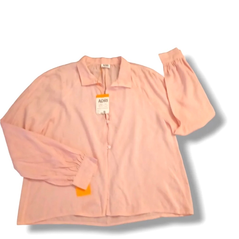 Vintage ADRI silk button up blouse women size 8 medium NWT